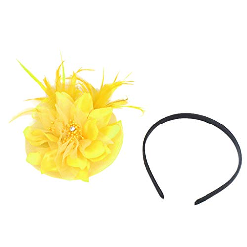 Stirnband für Hochzeit Blumenhut Damen Fascinators Ball Cocktail Stirnband Stirnband Herren Tennis (Yellow, One Size) von Mashaouyo