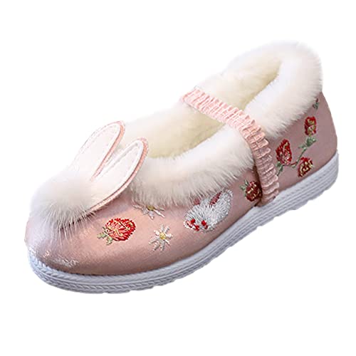 Unisex Kinder Stickerei Flower Kinder Boots Baumwolle Warmer Winterplüsch Dicke Thermo Winterschuhe Winterstiefel chinesischen Stil Winter Sweethearts Hausschuhe Rutschfest Leicht Niedlicher von Mashaouyo