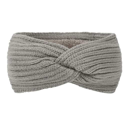 Warmes Sport-Stirnband aus festem Strick und Fleece für Damen im Herbst und Winter mit Ohrenschutz Mützen & Stirnbänder Für Damen (Grey, One Size) von Mashaouyo