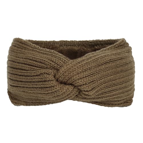 Warmes Sport-Stirnband aus festem Strick und Fleece für Damen im Herbst und Winter mit Ohrenschutz Mützen & Stirnbänder Für Damen (Khaki, One Size) von Mashaouyo