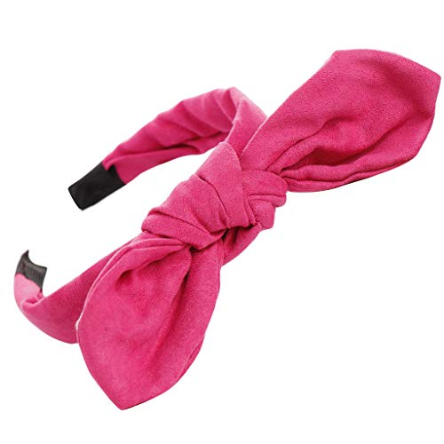 Wildleder Frauen Knoten Haarband Bogenhaarbügel Süße Mode Haarreif Mädchen Kopf Haarreif Stirnbänder Damen Laufen (Hot Pink, One Size) von Mashaouyo