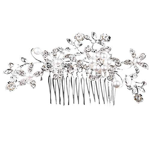 Zubehör Stifte Kamm Brautclips Hochzeit Diamante Kristallperlen Haar Brautzubehör Bartperlen Set (White, One Size) von Mashaouyo