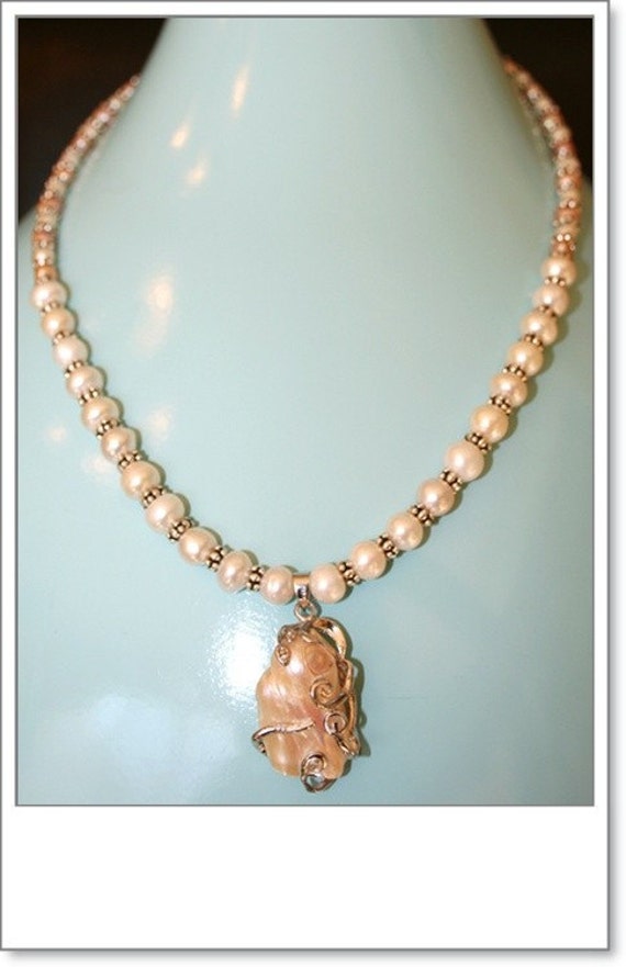 Handgemachte Weiße Süßwasserperlen Mit Sterling Silber Perlen Rondelle von MashliDesign