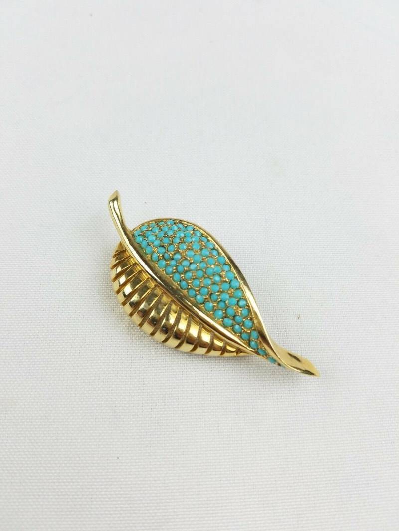 Jahrgang Billini Mitte Jahrhundert Brosche Gold Ton Blau Strass von MashliDesign