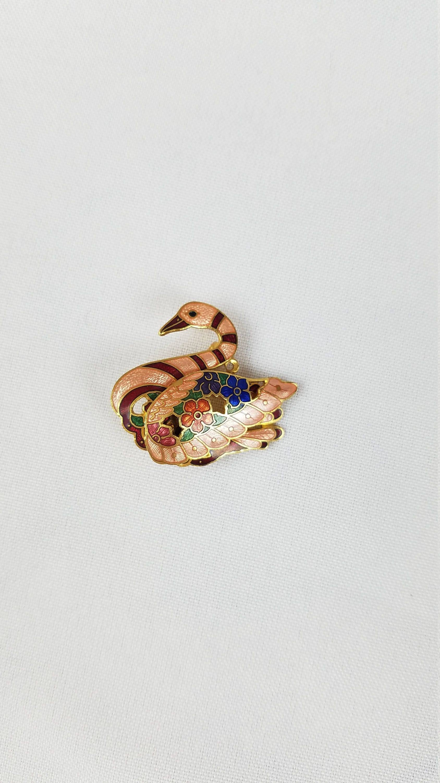 Jahrgang Cloisonne Rosa Schwan Vogelbrosche Hängenden Jahrgang Cloisonne Rosa Schwan Vogelbrosche Hängenden von MashliDesign