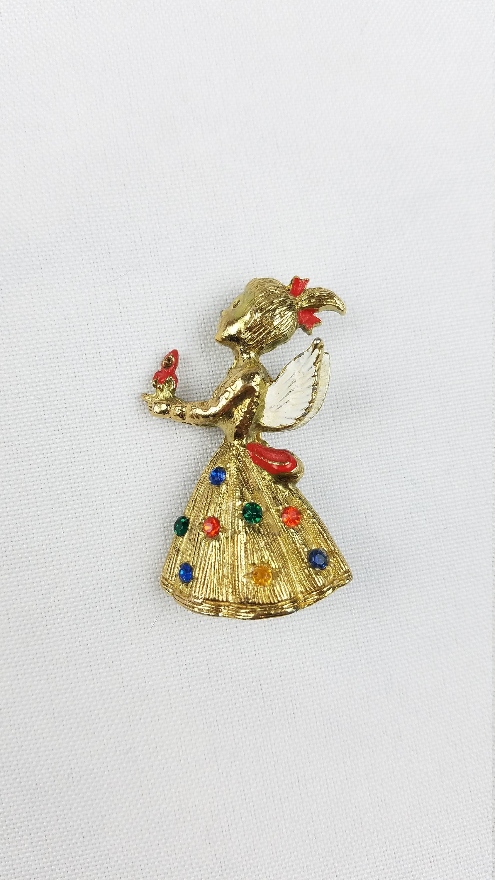 Jahrgang Engel Mädchen Stift Brosche Flügel Strass Kerze Figur von MashliDesign