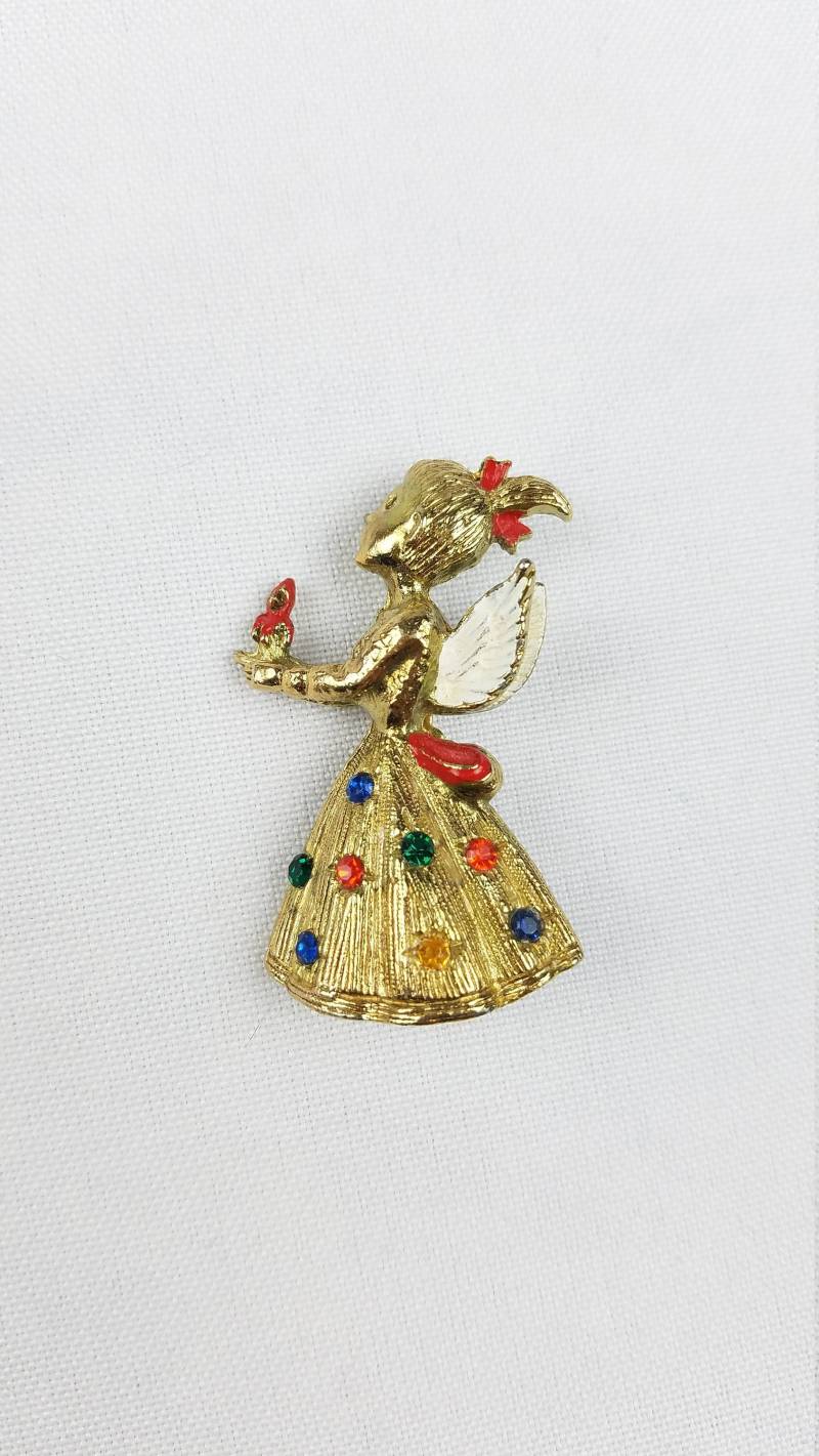 Jahrgang Engel Mädchen Stift Brosche Flügel Strass Kerze Figur von MashliDesign