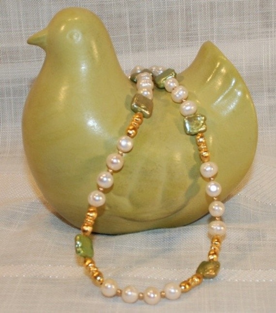 Luxuriöse Weiße Süßwasserperlenkette von MashliDesign