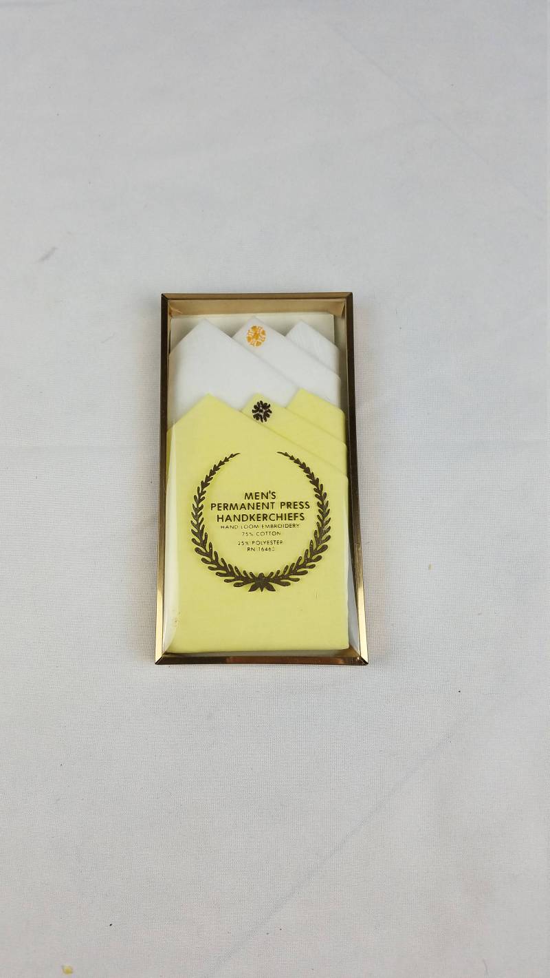 Vintage Herren Permanente Presse Handloom Stickerei Kontinentalen Falten Taschentücher von MashliDesign