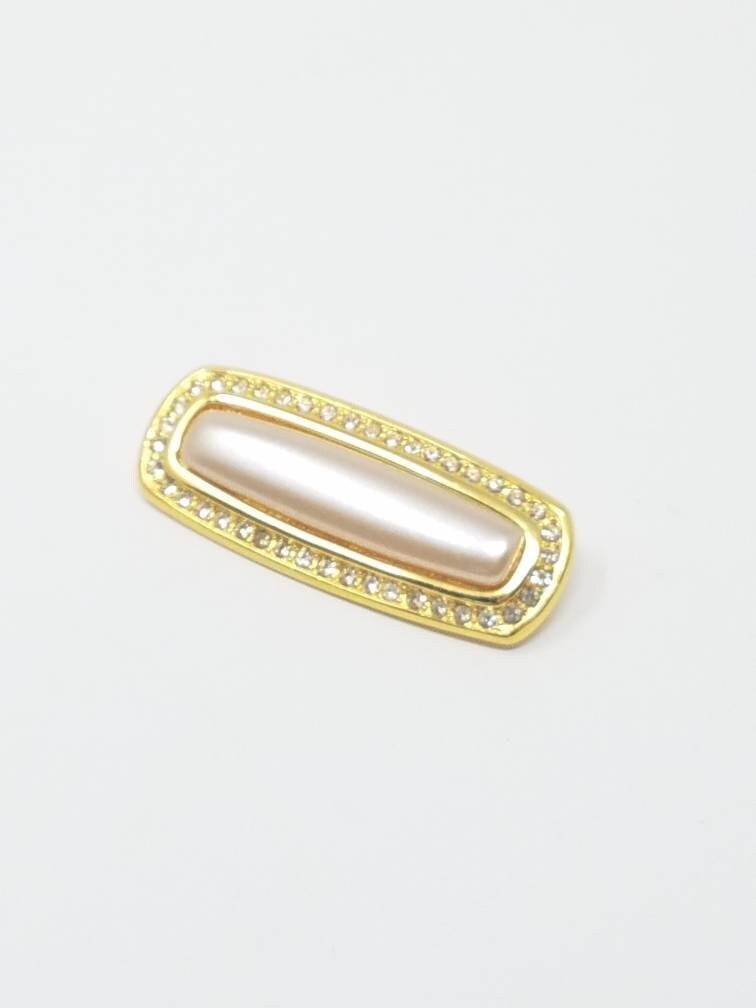 Vintage Napier Brosche Pin Strass Gold Ton Rosa Zentrum Signiert von MashliDesign