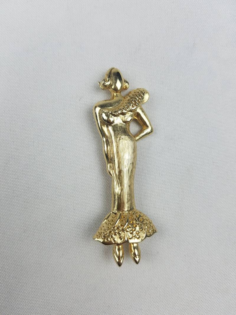 Vintage Unterzeichnet M. Jnet Frauen Dame Brosche Gold-Ton Schmuck von MashliDesign