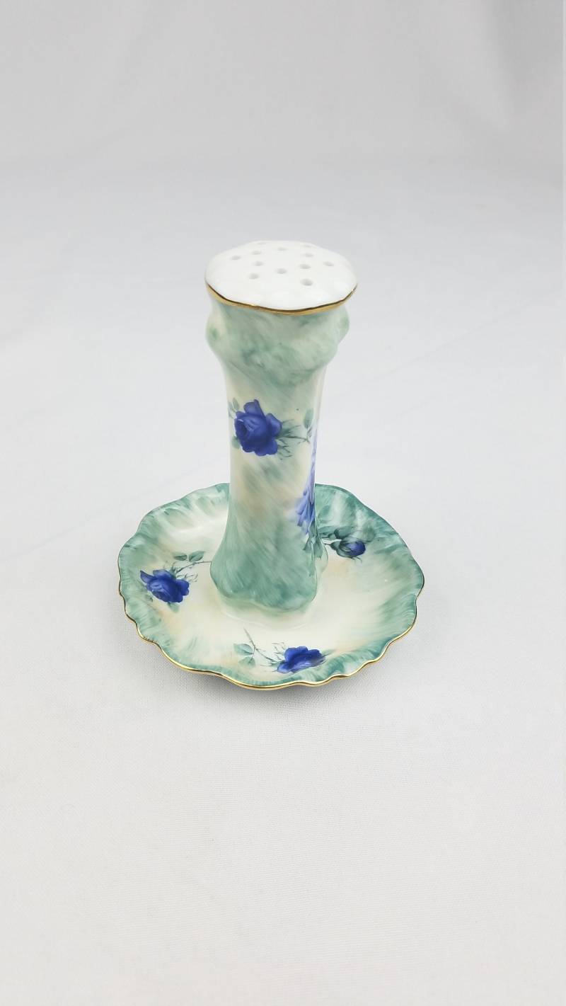 Vtg Betty Überzieher Porzellan Schätze Handbemalt Hut Stiftehalter Blaue Blumen von MashliDesign