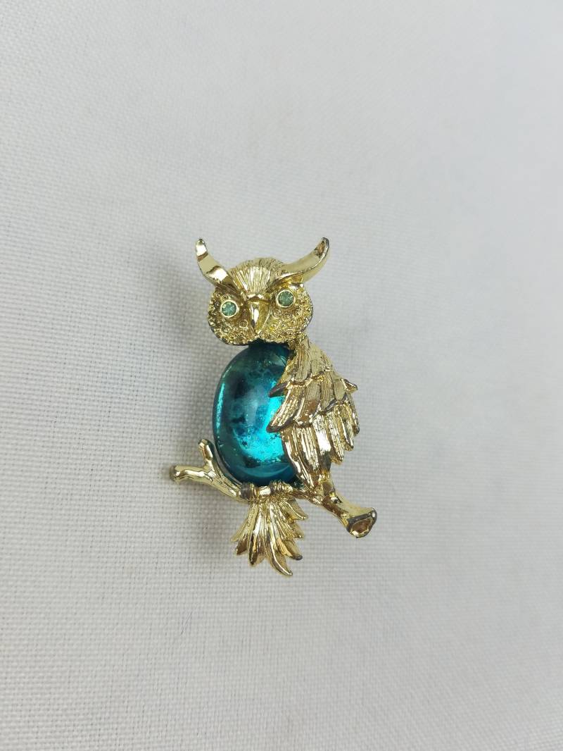 Vtg Gerrys Silberfarbenen Eule Brosche Anstecknadel Metall von MashliDesign