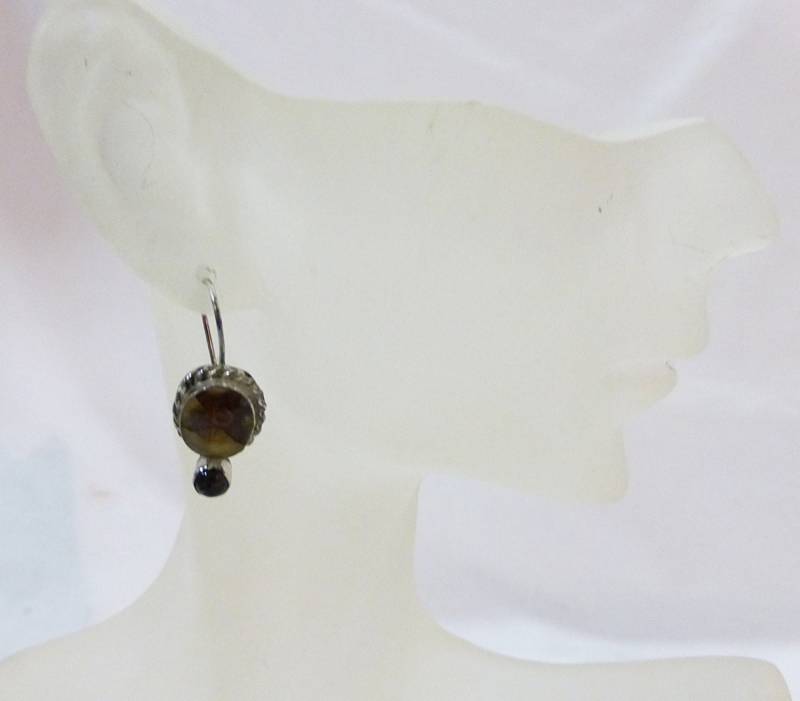 sterling Silber.925 Tropfen Ohrring Blume Auferstanden Granat Halbedelstein von MashliDesign