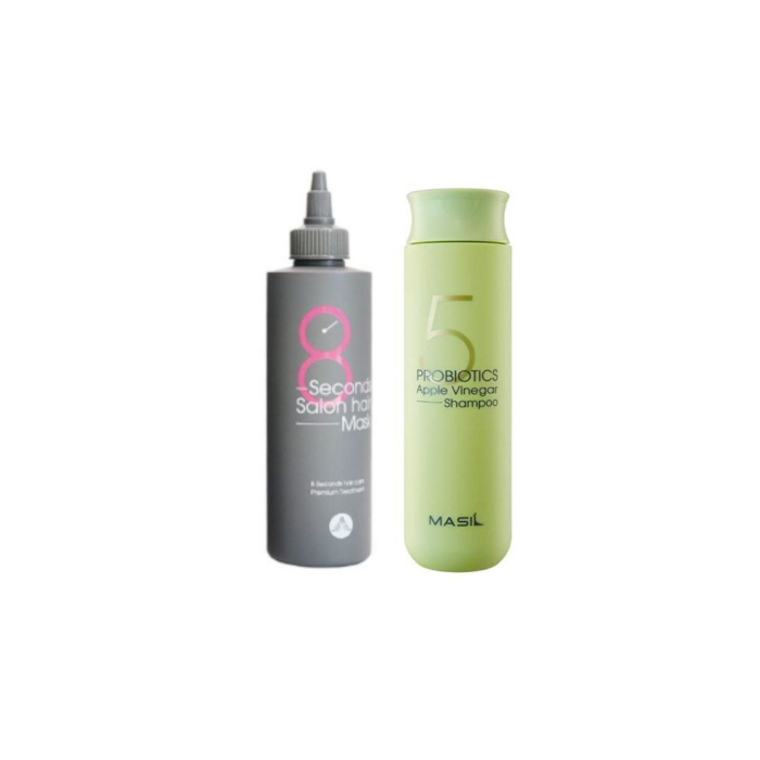 Masil - 8 Seconds Salon Hair Mask - 200ml (1ea) + 5 Probiotics Apple Vinegar Shampoo - 300ml (1ea) Set von Masil