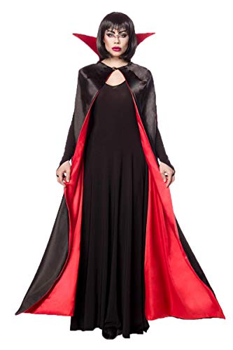 Mask Paradise Damen Halloween dunkle Feen Teufel Kostüm aus Cape, Kleid, Kragen, Vampier-Kostüm in schwarz/rot OneSize 2XL-3XL von Mask Paradise