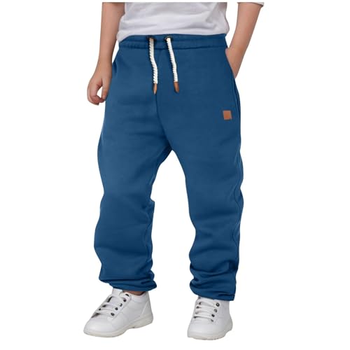 Maskjuwio Boys' Casual Autumn Winter Spring Solid Color Daily Pants Sports Pants Sanitary Jogginghose Warm (Dark Blue, 140) von Maskjuwio