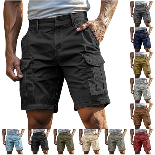 Maskjuwio Cargo Shorts Herren Kurze Cargohose Baggy Arbeitshose Kurz Sport Shorts Gerade Wanderhose Atmungsaktive Cargoshorts Mit Knopfleiste Einfarbig Sweatshorts Stretch Leicht Trainingsshorts von Maskjuwio