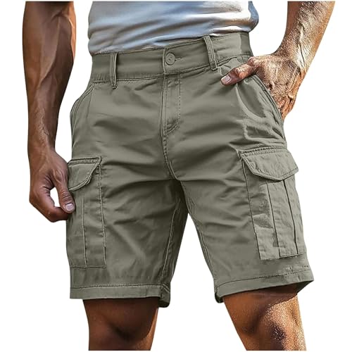 Maskjuwio Cargo Shorts Herren Kurze Cargohose Baggy Arbeitshose Kurz Sport Shorts Gerade Wanderhose Atmungsaktive Cargoshorts Mit Knopfleiste Einfarbig Sweatshorts Stretch Leicht Trainingsshorts von Maskjuwio