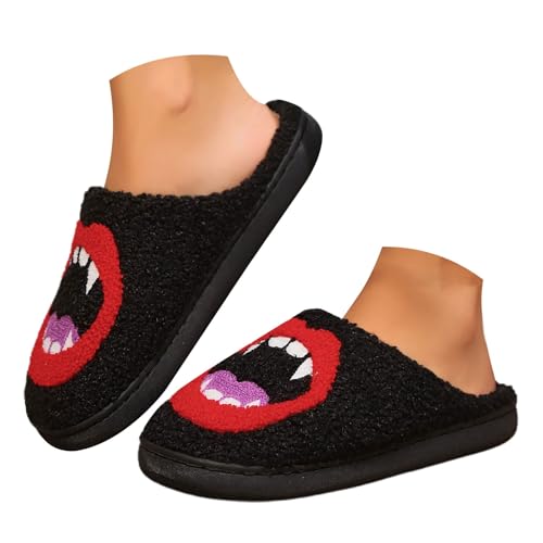 Maskjuwio Halloween Hausschuhe Damen Hausschuhe Damen Winter Plüsch Slippers Mit Gummisohle Halloween Pantoffeln Unisex Hausschlappen Weichen Sohlen Filzpantoffeln Warme Gefüttert Schlappen Slippers von Maskjuwio