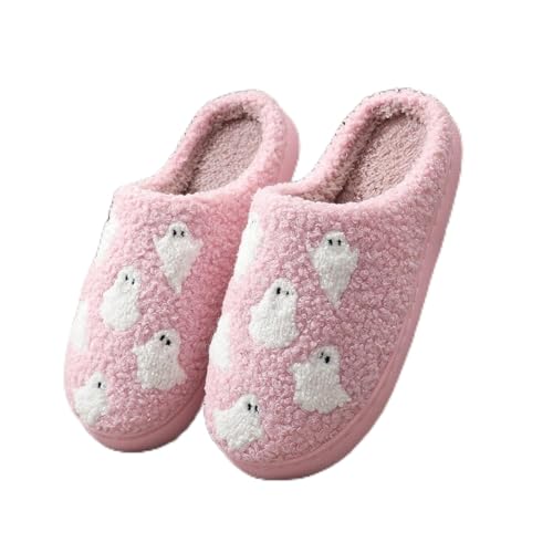 Maskjuwio Halloween Hausschuhe Männer Slippers Flauschig Hausschlappen Plüsch Hausschlappen Weichen Sohlen Pantoffeln Lustig Slippers Frottee Pantoffeln rutschfeste Hausschuhe Liebespaar Unisex von Maskjuwio