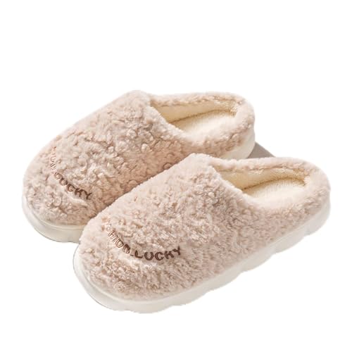 Maskjuwio Hausschlappen Damen Flauschig Plüsch Hausschuhe Damen Pink Wärme Pantoffeln Gefüttert Slippers rutschfeste Hausschlappen Memory Foam Schlappen Weich Bequem Pantoffeln Frottee Slippers von Maskjuwio