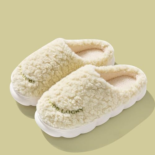 Maskjuwio Hausschlappen Damen Flauschig Plüsch Hausschuhe Damen Pink Wärme Pantoffeln Gefüttert Slippers rutschfeste Hausschlappen Memory Foam Schlappen Weich Bequem Pantoffeln Frottee Slippers von Maskjuwio