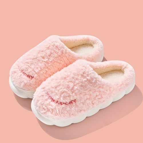Maskjuwio Hausschlappen Damen Flauschig Plüsch Hausschuhe Damen Pink Wärme Pantoffeln Gefüttert Slippers rutschfeste Hausschlappen Memory Foam Schlappen Weich Bequem Pantoffeln Frottee Slippers von Maskjuwio