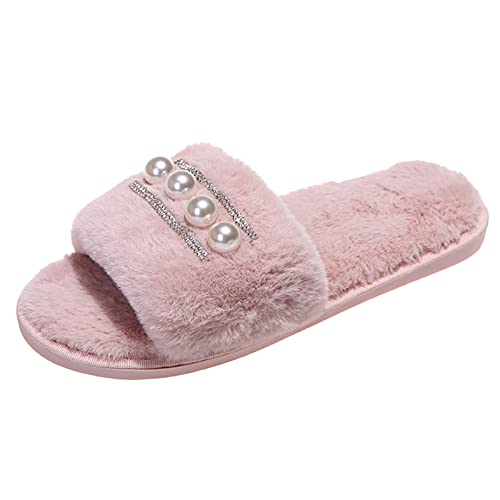 Maskjuwio Hausschlappen Damen Mit Fußbett Plüsch Wärme Hausschuhe Pantoffeln Mit Glizter Strass Memory Foam Slippers Flauschig Hausschlappen Hausschuhe Für Indoor & Outdoor rutschfeste Slippers von Maskjuwio