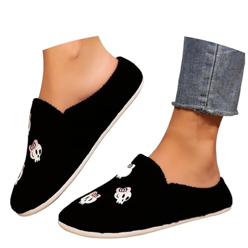 Maskjuwio Hausschuhe Damen 42 Plüsch Pantoffeln Warme Gefüttert Hausschuhe Damen Winter Lustig Hausschlappen Memory Foam Slippers Halloween Pantoffeln Slip-On Filzpantoffeln Mit Musterdruck Slippers von Maskjuwio