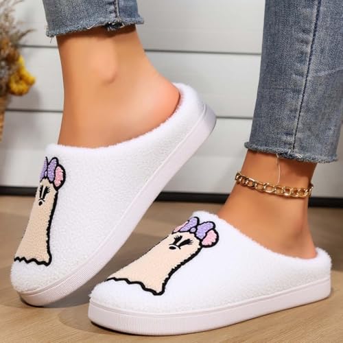 Maskjuwio Hausschuhe Damen 42 Plüsch Slippers Wärme Gefüttert Hausschlappen rutschfeste Pantoffeln Memory Foam Filzpantoffeln Mit Musterdruck Hausschuhe Weich Bequem Schlappen House Slippers von Maskjuwio