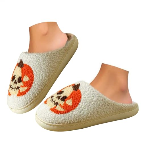Maskjuwio Hausschuhe Damen 42 Plüsch Warme Slippers Hausschuhe Damen Halloween rutschfeste Hausschlappen Pantoffeln Flauschig Filzpantoffeln Weich Bequem Slippers Fuzzy Pantoffeln Halloween von Maskjuwio