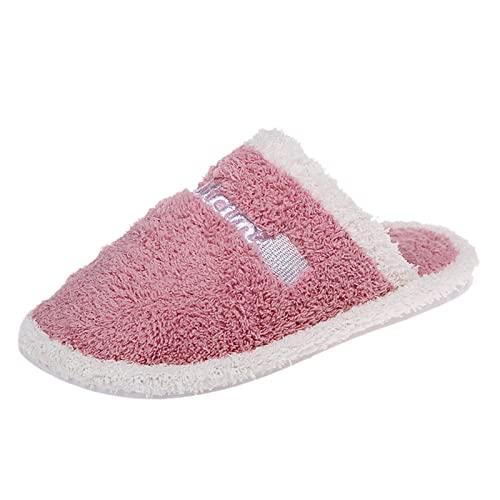 Maskjuwio Hausschuhe Damen 42 Winter, Flauschig Warme Pantoffeln Plüsch Gefüttert Slippers Unisex Hausschlappen Buchstaben Druck Hausschuhe Plüsch Warme Pantoffeln Memory Foam Slippers Schlappen von Maskjuwio