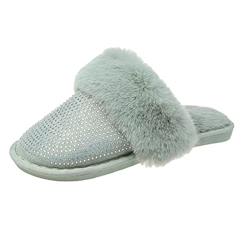 Maskjuwio Hausschuhe Damen Flauschig Winter, Warme Pantoffeln Plüsch Slippers Frottee Hausschlappen Hauspantoffeln Mit Glizter Strass Weich Bequem Hausschuhe Flache rutschfeste Pantoffeln Slippers von Maskjuwio