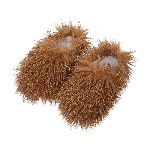 Maskjuwio Hausschuhe Damen Geschlossen Plüsch Flauschig Hüttenschuhe Warme Winter Hausschlappen rutschfeste Pantoffeln Einfarbig Schlappen Weich Bequem Filzpantoffeln Memory Foam Hausschuhe von Maskjuwio