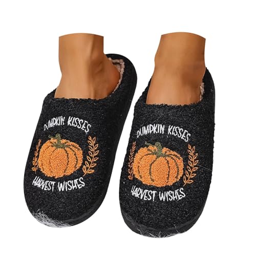 Maskjuwio Hausschuhe Damen Halloween Hausschuhe Herren Winter Warm Pantoffeln Damen 39 rutschfeste Hausschlappen Halloween Slippers Warme Gefüttert Filzpantoffeln Liebespaar Pantoffeln von Maskjuwio