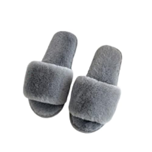 Maskjuwio Hausschuhe Damen Offen Hausschuhe Damen Winter Plüsch Slip-On Pantoffeln Flauschige Hausschlappen rutschfeste Slippers Für Den Innenbereich Warme Schlappen Weich Bequem Filzpantoffeln von Maskjuwio