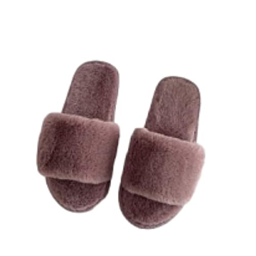 Maskjuwio Hausschuhe Damen Offen Hausschuhe Damen Winter Plüsch Slip-On Pantoffeln Flauschige Hausschlappen rutschfeste Slippers Für Den Innenbereich Warme Schlappen Weich Bequem Filzpantoffeln von Maskjuwio