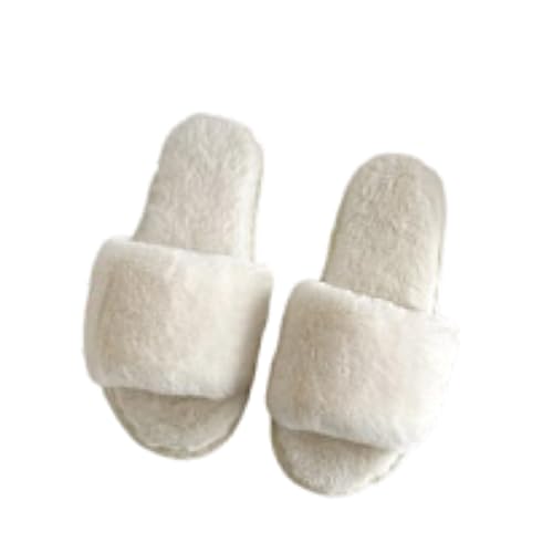 Maskjuwio Hausschuhe Damen Offen Hausschuhe Damen Winter Plüsch Slip-On Pantoffeln Flauschige Hausschlappen rutschfeste Slippers Für Den Innenbereich Warme Schlappen Weich Bequem Filzpantoffeln von Maskjuwio