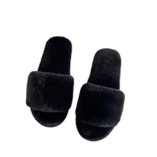 Maskjuwio Hausschuhe Damen Offen Hausschuhe Damen Winter Plüsch Slip-On Pantoffeln Flauschige Hausschlappen rutschfeste Slippers Für Den Innenbereich Warme Schlappen Weich Bequem Filzpantoffeln von Maskjuwio