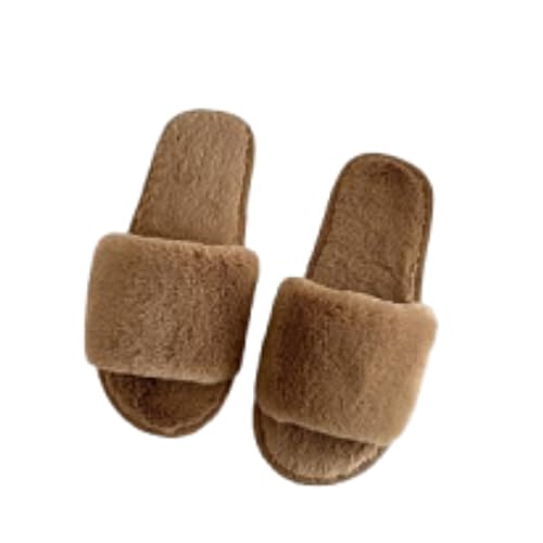 Maskjuwio Hausschuhe Damen Offen Hausschuhe Damen Winter Plüsch Slip-On Pantoffeln Flauschige Hausschlappen rutschfeste Slippers Für Den Innenbereich Warme Schlappen Weich Bequem Filzpantoffeln von Maskjuwio