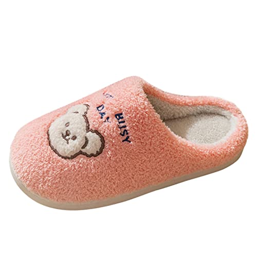 Maskjuwio Hausschuhe Damen Pantoletten Für Winter Plüsch Pantoffeln Warme Slippers Mit Musterdruck Gefüttert Hausschlappen rutschfeste Hausschuhe Unisex Liebespaar Pantoffeln Weich Bequem Slippers von Maskjuwio