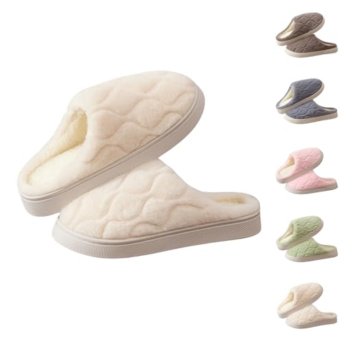 Maskjuwio Hausschuhe Damen Pantoletten Pink Slippers Flauschig Pantoffeln Plüsch Gefüttert Hausschlappen Plateau Hausschuhe Einfarbig Pantoffeln rutschfeste Hausschlappen Herren Unisex Slippers von Maskjuwio