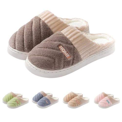 Maskjuwio Hausschuhe Damen Plüsch, Pantoffeln Plateau Hausschlappen Warme Gefüttert Slippers Weichen Sohlen Hausschuhe Flauschig Schlappen Einfarbig House Slippers Memory Foam Hausschlappen Leichte von Maskjuwio