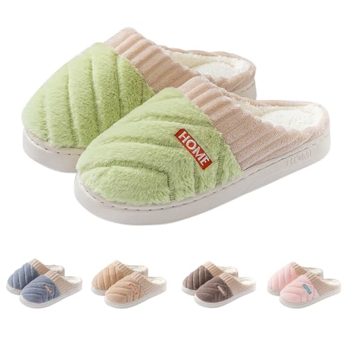 Maskjuwio Hausschuhe Damen Plüsch, Pantoffeln Plateau Hausschlappen Warme Gefüttert Slippers Weichen Sohlen Hausschuhe Flauschig Schlappen Einfarbig House Slippers Memory Foam Hausschlappen Leichte von Maskjuwio