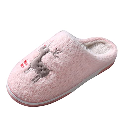 Maskjuwio Hausschuhe Damen Plüsch | Geschlossen Pantoffeln Plateau Warme Hausschlappen | Plüsch Gefüttert Slippers Hausschuhe Mit Musterdruck | rutschfeste Pantoffeln Unisex Liebespaar Slippers von Maskjuwio