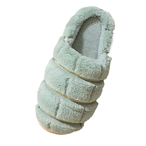 Maskjuwio Hausschuhe Damen Plüsch Grau | Flauschig Warme Slippers Plateau rutschfeste | Pantoffeln rutschfeste Hauspantoffeln Plüsch Hausschlappen | Unisex Hausschuhe Slippers Mit Weichen Sohlen von Maskjuwio