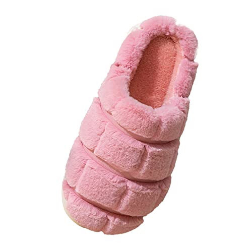 Maskjuwio Hausschuhe Damen Plüsch Grau | Flauschig Warme Slippers Plateau rutschfeste | Pantoffeln rutschfeste Hauspantoffeln Plüsch Hausschlappen | Unisex Hausschuhe Slippers Mit Weichen Sohlen von Maskjuwio
