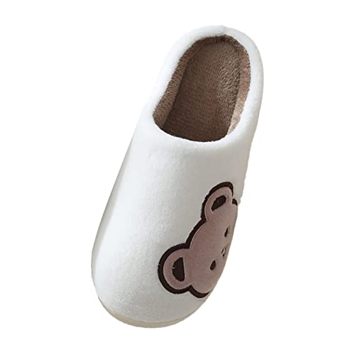 Maskjuwio Hausschuhe Damen Plüsch Pantoffeln Cartoon Hausschlappen Flauschige Gefüttert Slipper Warme Unisex Filzpantoffeln Hausschuhe Herren Geschlossen Pantoffeln Herren Breiter Fuß Gr.36-40 von Maskjuwio
