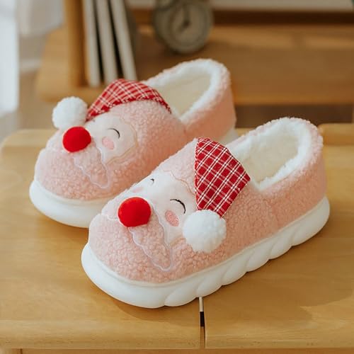 Maskjuwio Hausschuhe Damen Plüsch Pantoffeln Hausschuhe Damen Weihnachten Lustig Hausschlappen Geschlossen Slippers Wärme Gefüttert Hüttenschuhe Pantoffeln Fur Drinnen Und Draußen Unisex Slippers von Maskjuwio